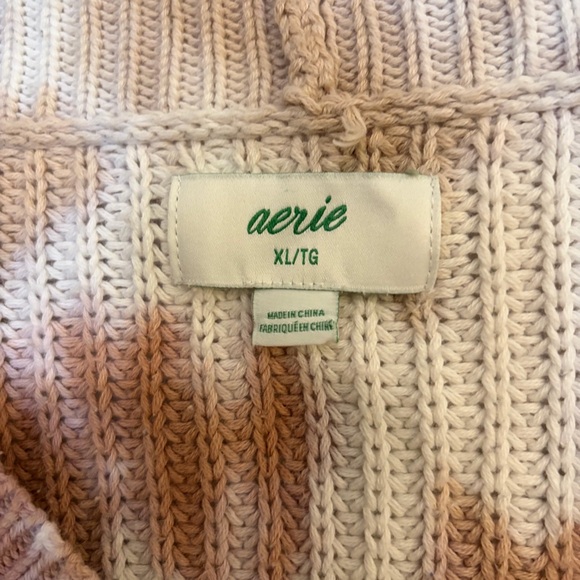 Aerie Brown White Tie Dye Cotton Knit Sweater – Size XL - Picture 4 of 8
